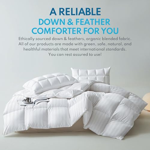 Down Feather Comforter Full Size - All Season Hotel Duvet Insert