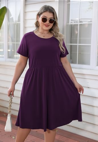 Image of Nemidor Women Plus Size Casual Dress Midi Flt Flare Pocket