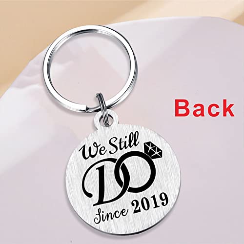 Tanwih 4Th Wedding Anniversary Keychain Gifts, We Still Do Since 2019, 4 Year Anniversary Decoration For Husband Men, 4 Yr Anniversary For Him #TOP2