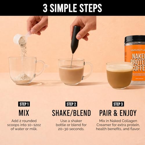 Image of NAKED Hazelnut Latte Protein Coffee - Premium Colombian Iced Coffee Protein Shake Drink, Delicious Keto Friendly and Gluten Free, 17 Servings
