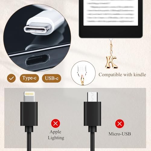 Kindle Dust Plug Charm & Chain, Alphabet Letter Charms with Removable Heart Hook, Type-C Charger Port Dust Plug Accessories Compatible with Kindle E-Reader/Tablet/Phone, Gifts for Book Lovers (Letter K) - 5