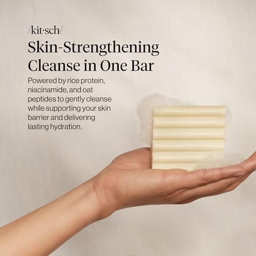 Image of Rice Water Protein Restoring Face & Body Wash Bar Soap - Hydrating Face Wash & Body Wash, Skin Care Cleanser with Niacinamide & Oat Peptides, Gentle Moisturizing for Dry & Sensitive Skin - 4 oz