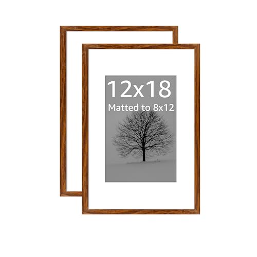 Image of Art Street Synthetic Document Large Size Wall Photo Frame, Set of 2 Big Frames For Wall Artwork, Certificates, Picture & Photographs Home Decor (12x18 Inch, Matted To: 8x12 Inch, Brown)
