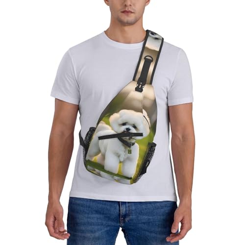 Morrales de hombro con diseño de perro Bichon Frise negro miniatura 7