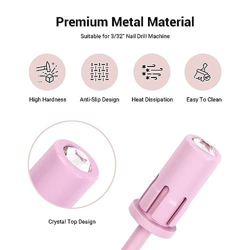 Image of MelodySusie Crystal Top Mandrel Bit for Nails, 3 /32'' Easy Off Nail Drill Bits for Sanding Bands, Suitable for Acrylic Nails Gel Manicures and Pedicures, Rose PinK