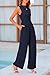 PRETTYGARDEN Womens Summer Jumpsuits Dressy Casual One Piece Outfits Sleeveless Mock Neck Wide Leg Pants Rompers with Pockets (Navy,Large)