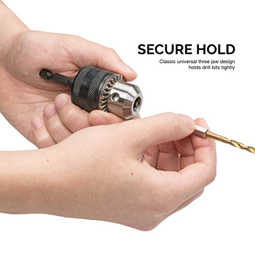 Neiko 20754A 3/8” Drill Chuck with 1/4” Quick Change Hex Shank | Convert Impact Driver and Wrench to Drill