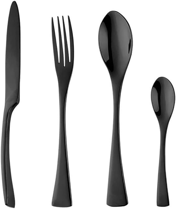 Silverware Set, 4/16/24/32/40/48 Pieces Kaya Knife And Fork Spoon Hotel Home Steak Knife And Fork Spoon Coffee Spoon, Home Cutlery Flatware Set(Red,16 Pieces for 4)