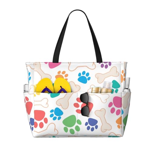 Sac de plage sac à bandoulière pour femme grand cabas fourre-tout chien