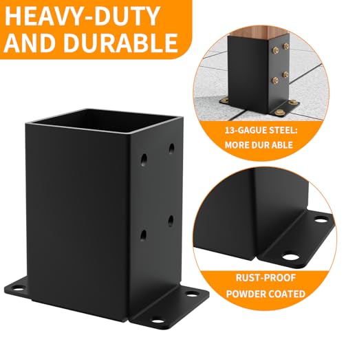 image for AOSTD 4x4 Post Base 4PCS, Inner Size 3.5x3.5 Inch Fence Post Anchor, R