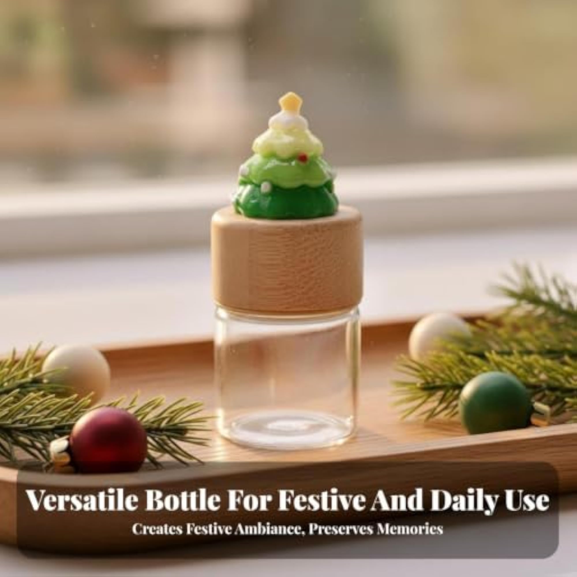 Compact Christmas Tree Glass Jar, Infant Tooth Collection