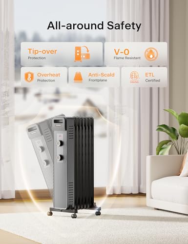 image for Pelonis Oil Filled Radiator Heater for Large Space, 2025 Upgraded, Spa