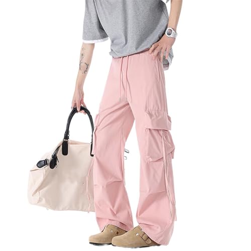 Men's Pants Workwear Ice Silk Patchwork Loose Fit Couple Style Summer Casual Long Pants for Men3