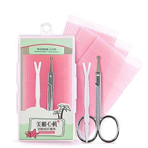 Makeup Double Eyelid Tapes Two-Sided Sticky Fiber Strips Big Eye Decoration Invisible Double Fold Eyelid Shadow Sticker Tool, with FREE Fork Rods and Scissors