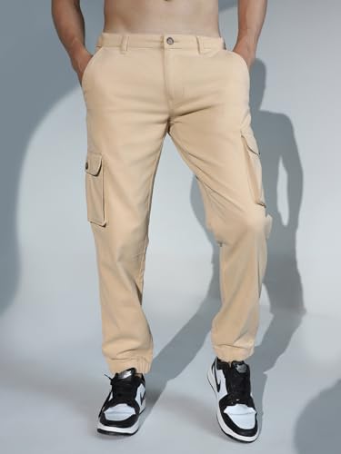 Image of Hubberholme Mens Grey Mid-Rise Cotton Casual Joggers HHMWJS004
