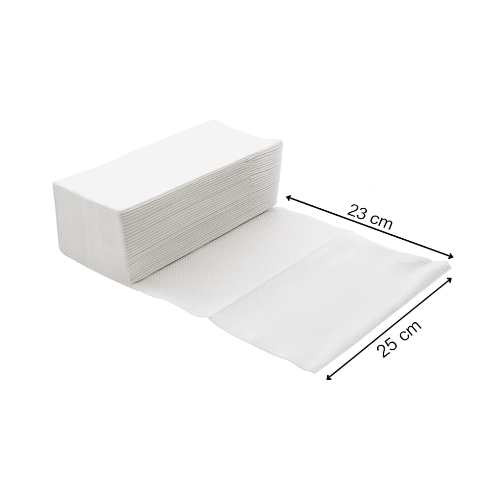 Enpack Pakla 4000 Blatt Weiße Papierhandtücher - 2-lagig, 25 x 23 cm ZZ-Falz - Universal Einweghandtücher für Spender - Allzweck Papiertücher - Einmalpapier, Spendergeeignet