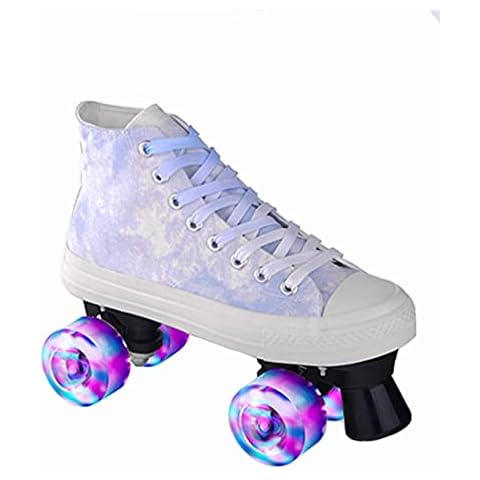 QILIYING Inline Skates Adult Skating Roller Skates Couple Canvas Double Skating Skates for Women Men Mens Blue Boots Inline Skates Roller Skates (Color : Blue light, Shoe Size : 37) Cover