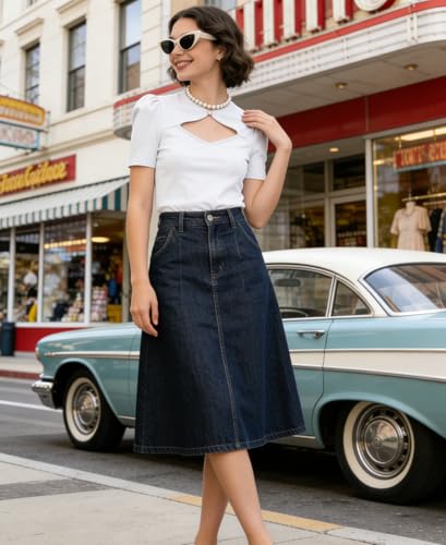 Image of Belle Poque Women's Hollowed-Out Tops 1950s Retro Vintage Short Sleeve Cotton Blouse