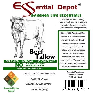 image for Essential Depot Beef Tallow - 1 Quart (32 oz nt wt) - Grass Fed - Non-
