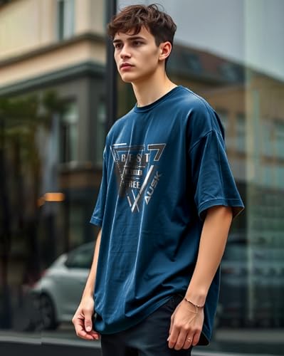 Image of AUSK T-Shirt for Mens with Round Neck Oversized Drop Shoulder