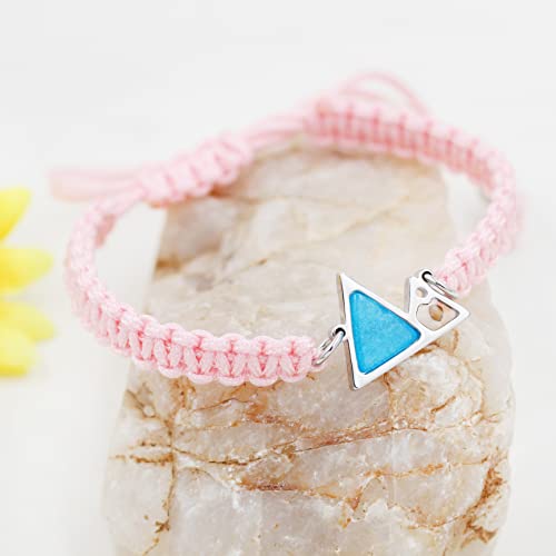 Image of Uloveido Handmade Braided Rope Bracelets with Blue Triangle Mountain Mustard Seed Charm Unisex Mountain Bracelet