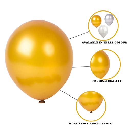 Image of Party Propz 50 Pcs Metallic Balloons for decoration | Silver Balloons for decoration | Gold and Silver balloons for Wedding, Birthday, Anniversary