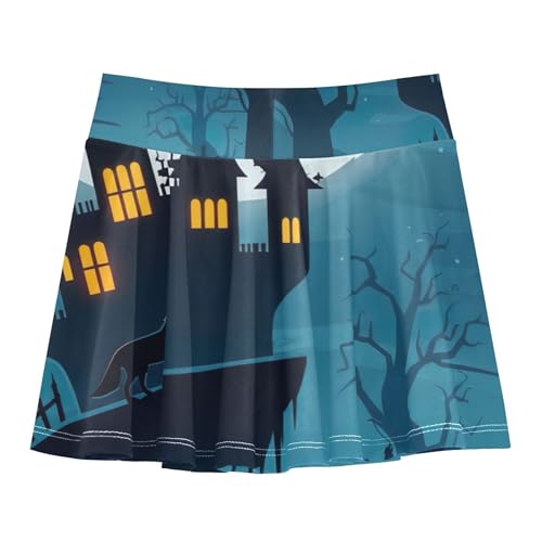 Girls Skorts Athletic Shorts Toddler Tennis Skirts Uniform Little Girl Spooky Halloween Night 3t2