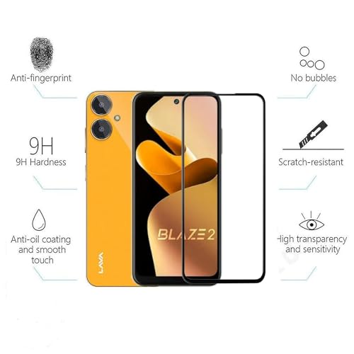 Image of DD SON Tempered Glass Screen Protector Compatible for Lava Blaze 2 (11D) with Edge to Edge Coverage and Easy Installation kit,Black