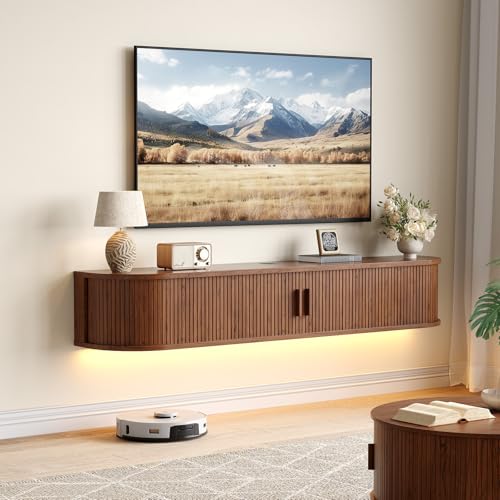 ComfyCorner 63" Floating TV Stand, Wall Mounted Entertainment Center Walnut