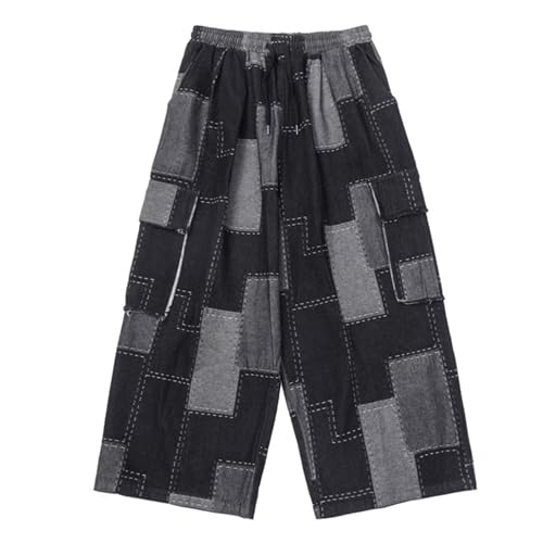 Cargo Jeans for Men Cowboy Jeans Straight Leg Lounge Pants Men Elastic Waist Streetwear Denim2