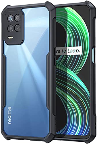 Image of Designerz Hub Transparent Crystal Clear Hard PC Back Case with TPU Bumper, Military-Grade Drop Protection, Shockproof Anti-Scratch case Cover for Realme 8i