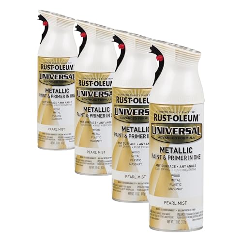 Image of Rust-Oleum 261411 Universal All Surface Metallic Mist Spray Paint, 11 oz, Pearl Mist (Pack of 4)