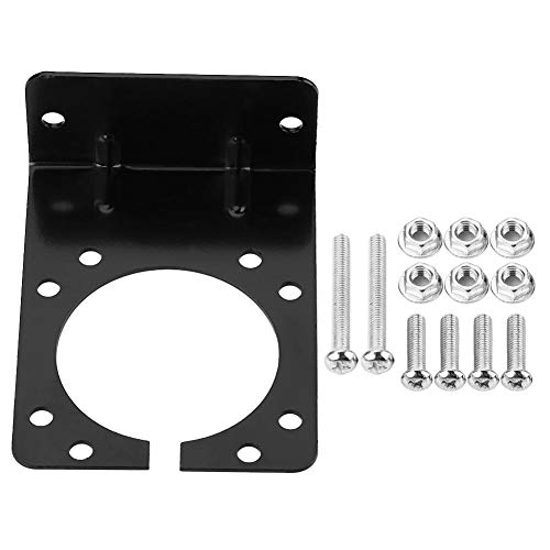 KIMISS Trailer Plug Mounting Bracket, Black Metal Mounting Bracket Holder for 7 Pin Caravan Towing Trailer Connector Plug Socket
