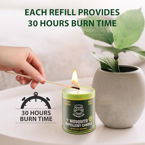KICKOUTOR® Mosquito Repellent Citronella Candles Outdoor, 2-Pack | Total 18 Ounce 60-Hour DEET-Free Bug Protection for Patio Camping Picnic Backyard Room, Infused with 5 Plant Essential Oils