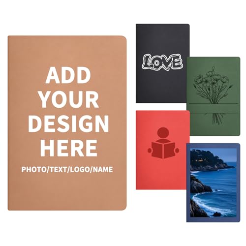 Custom Notebooks Bulk - Personalized Notebook with Logo Photo & Text, A5 Lined Journal Perfect for Journaling, Business, Office, School Supplies, (50 Sheets/100 Pages)