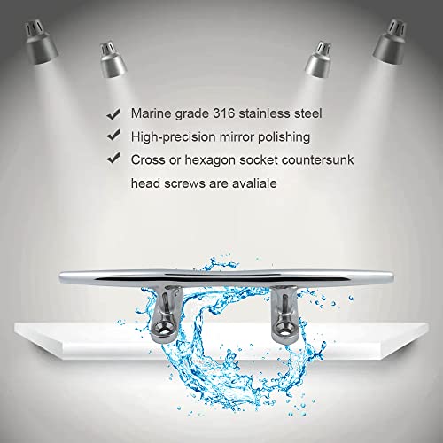 YWZHENYU Marine Boat Cleats 316 Stainless Steel Dock Cleats Open Base Cleats for Boat Kayak Mooring and Decor of 2 Pcs (6 inch) - Image 2