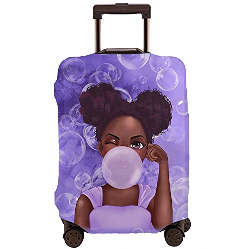 Black Girl Bubble Travel Luggage Coves for Suitcase Protector Washable Baggage Covers L(27-30 inch luggage)2