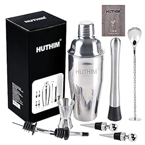 HUTHIM Cocktailshaker-set, 8 Pcs Professionele Barman-Cocktailset, 750 ml Roestvrijstalen Cocktailshaker en…