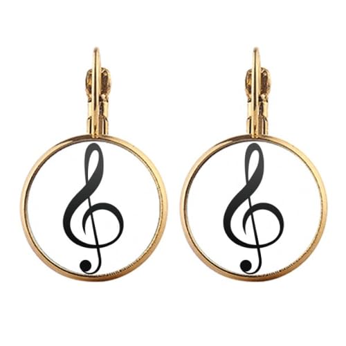 Boucles d'oreilles clé de sol à clip pendantes or blanc pour femme sans perçage