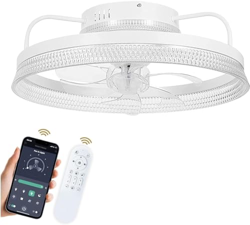 Fengsengshuiqi 360° Oscillating Flush Mount Ceiling Fans With Lights And Remote Control cover