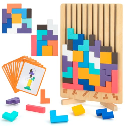 Wooden Stacking Puzzle Toy 3D Colored Wooden Puzzle Russian