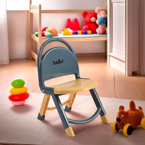 Image of Urbane Home Kids Chair | Cream & Gray Indoor /Outdoor Stool for Toddlers & Babies