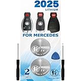 Key Fob Battery Replacement for Mercedes-Benz (C-Class E-Class ML S-Class Sprinter GLC GL CLA CLK GLE GLA SLK SL CLS GLS R C300 E350 ML350 C280 (Check Fitment Guide) 2 Packs CR2025