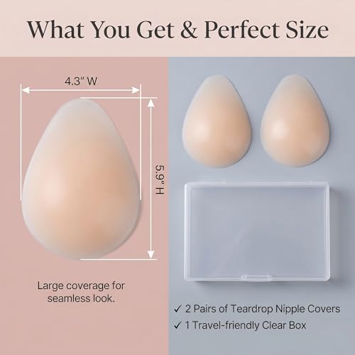 Image of Breathable Nipple Covers for Women,Teardrop Breast Lift Pasties with Air Holes,Reusable for Summer Strapless Backless