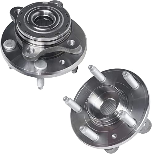Image of Detroit Axle Replacement for Ford Taurus Freestyle Mercury Sable Montego 5 | Lug Front Drilled Slotted Disc Rotor w /Ceramic Brake Pad + Wheel Hub Bearing - 6pc