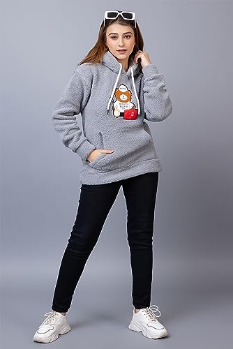 Image of Wear lusso Women Wool Blend Hooded Neck Sweatshirt with Hoodies | Full Sleeves Women's Winter Wear | Warm & Stylish Hoodie