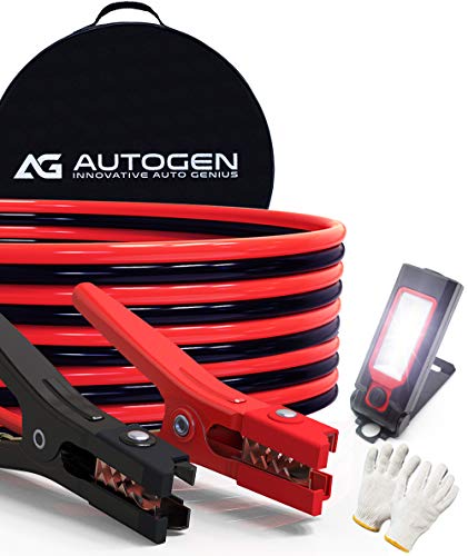 Jumper Cables Battery Cables Pro 2 Gauge x 25Ft 800Amp Heavy Duty Booster Cables with Carry Bag and Light