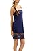 Women's Lace Knit Full Slip Extender for Short Dresses, Tunics and Sweaters (Navy, Large)