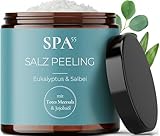 SPA55 Saunasalz Eukalyptus & Salbei – Totes Meersalz Körperpeeling mit Jojobaöl, Panthenol & Vitamin E | Hautpflege & Regeneration | Duschpeeling & Sauna...