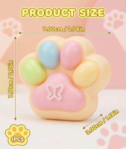 Image of 3PCS Taba Squishy Cat Paw, Taba Squishy for Relaxing Sensory Fidget Pinch Family for Kids Cat Paw Squeeze Cute Beautiful Cat Paw (Colorful)